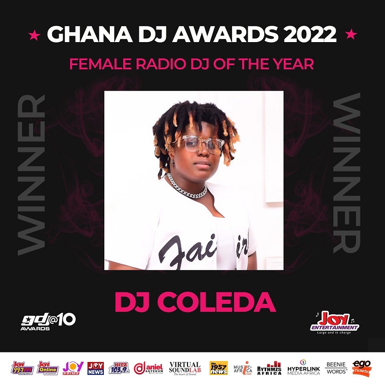 DJ Coleda Wins ‘Female Radio DJ of the Year’ at Ghana DJ Awards 2022