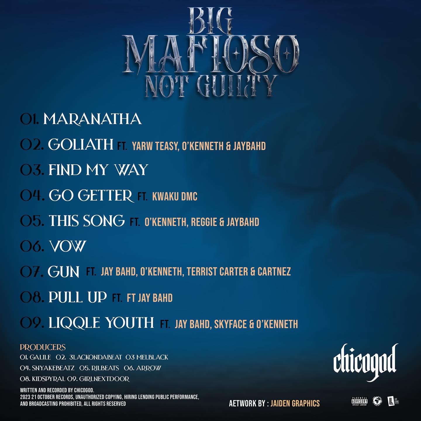 Chicogod Big Mafioso Not Guilty Tracklist